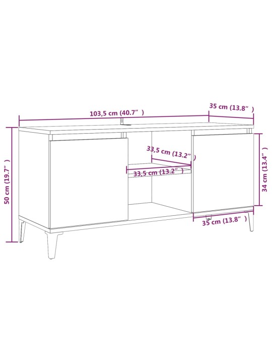 TV-taso metallijaloilla savutammi 103,5x35x50 cm