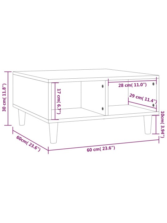 Sohvapöytä harmaa Sonoma 60x60x30 cm lastulevy