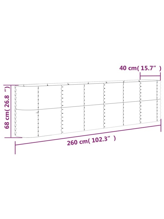 Korotettu kukkalaatikko jauhemaalattu teräs 260x40x68