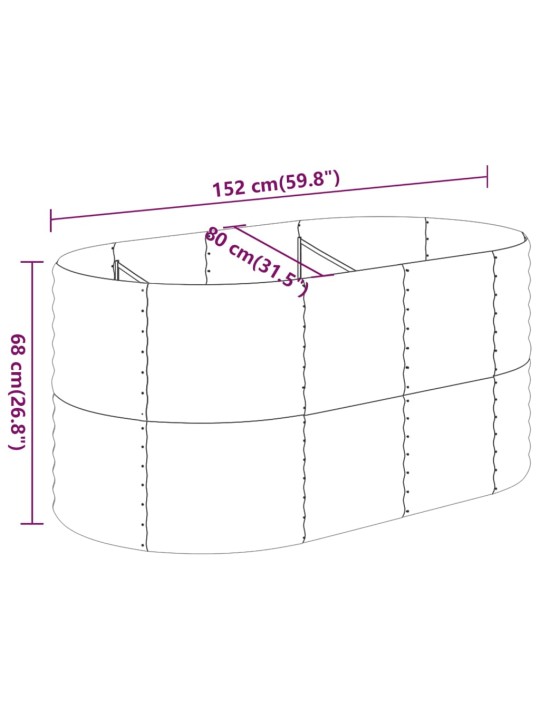 Korotettu kukkalaatikko jauhemaalattu teräs 152x80x68 cm harmaa