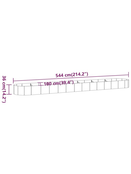 Korotettu kukkalaatikko jauhemaalattu teräs 544x100x36cm vihreä