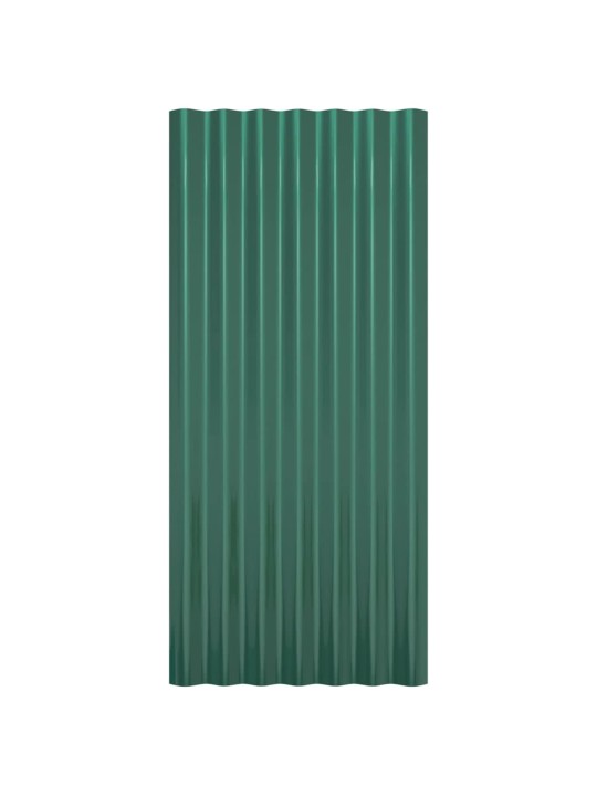 Kattopaneeli 12 kpl jauhemaalattu teräs vihreä 80x36 cm