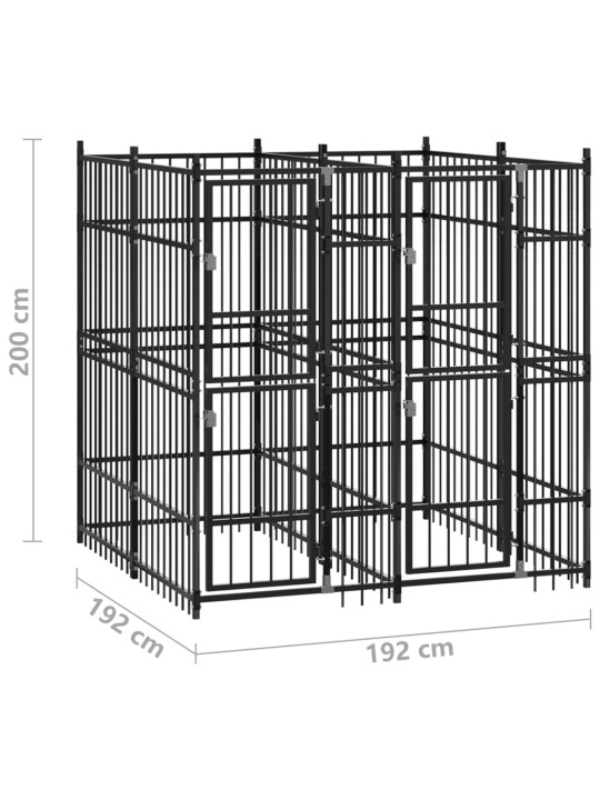 Koiran ulkohäkki teräs 3,69 m²