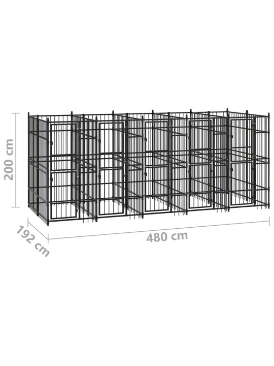 Koiran ulkohäkki teräs 9,22 m²