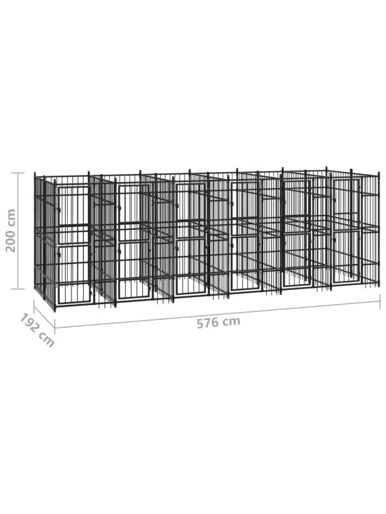 Koiran ulkohäkki teräs 11,06 m²