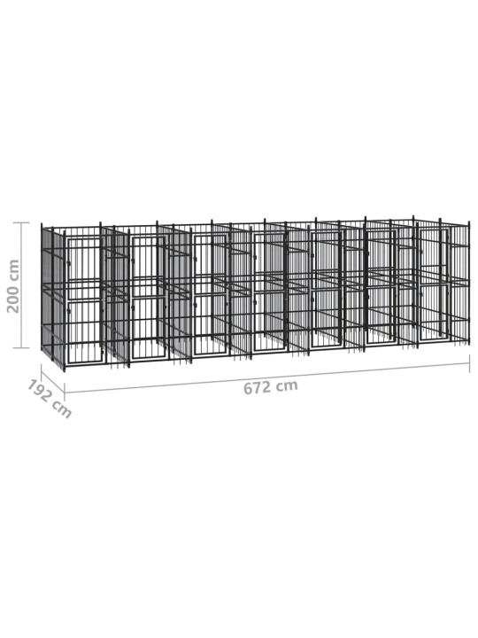 Koiran ulkohäkki teräs 12,9 m²