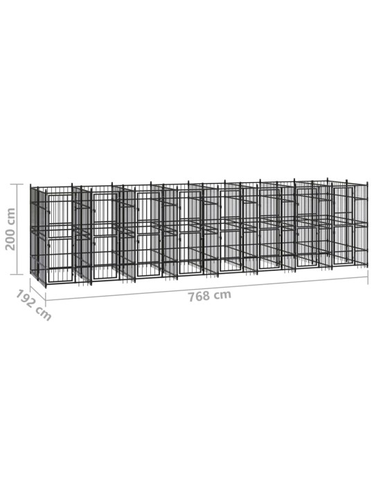 Koiran ulkohäkki teräs 14,75 m²