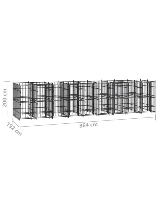 Koiran ulkohäkki teräs 16,59 m²