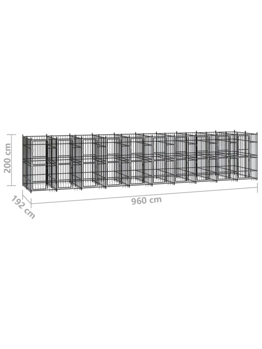 Koiran ulkohäkki teräs 18,43 m²