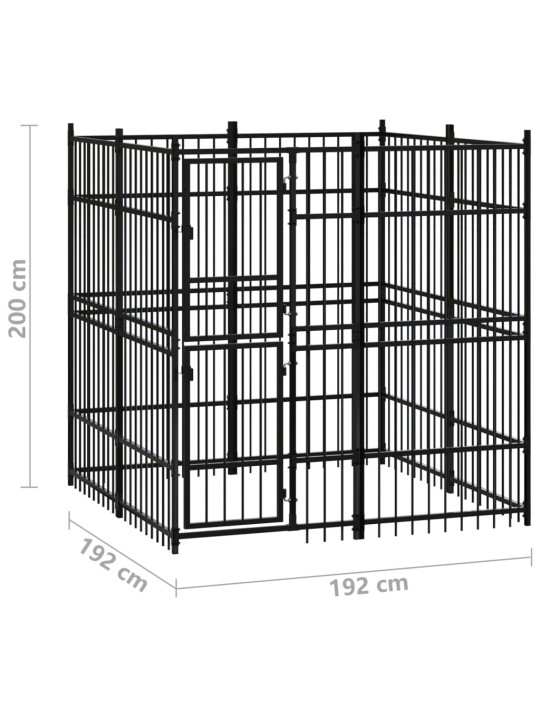 Koiran ulkohäkki teräs 3,69 m²