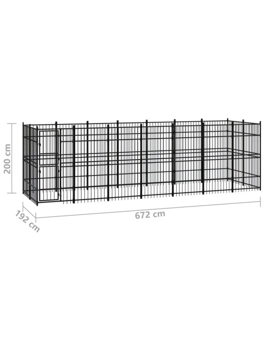 Koiran ulkohäkki teräs 12,9 m²