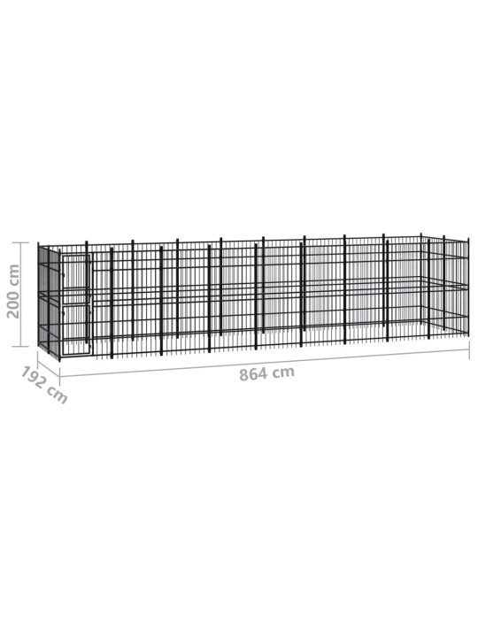 Koiran ulkohäkki teräs 16,59 m²