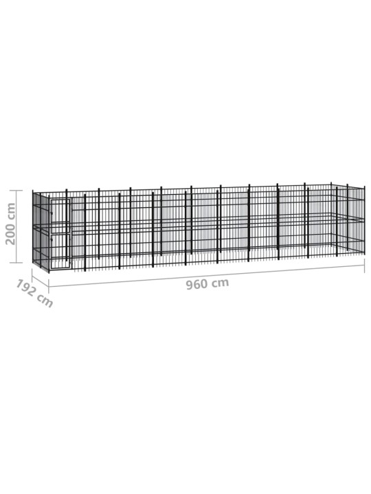 Koiran ulkohäkki teräs 18,43 m²