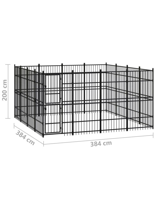 Koiran ulkohäkki teräs 14,75 m²