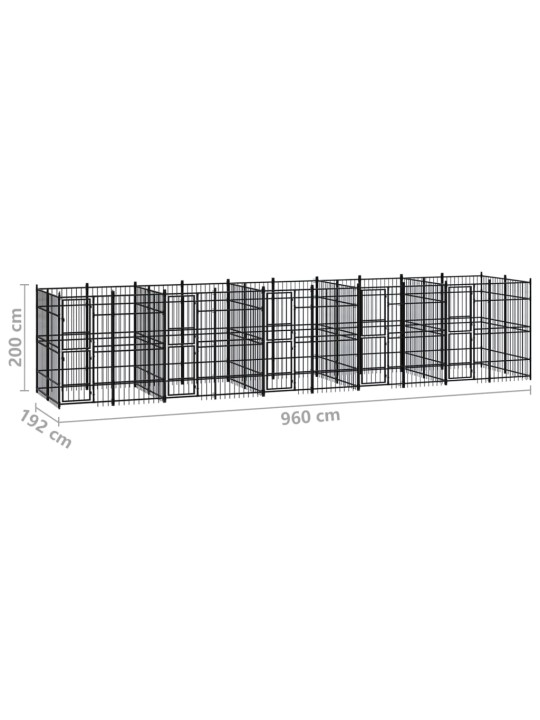 Koiran ulkohäkki teräs 18,43 m²