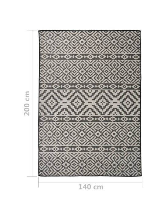 Ulkomatto Flatweave 140x200 cm mustat raidat