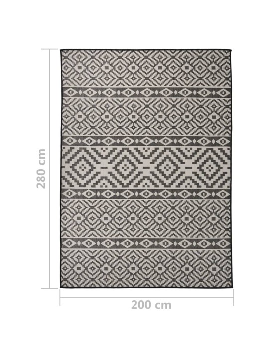 Ulkomatto Flatweave 200x280 cm mustat raidat