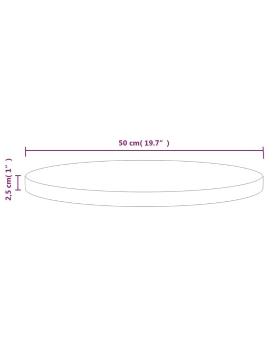 Pöytälevy Ø50x2,5 cm täysi mänty