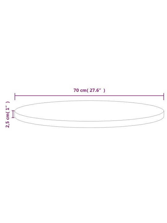 Pöytälevy Ø70x2,5 cm täysi mänty