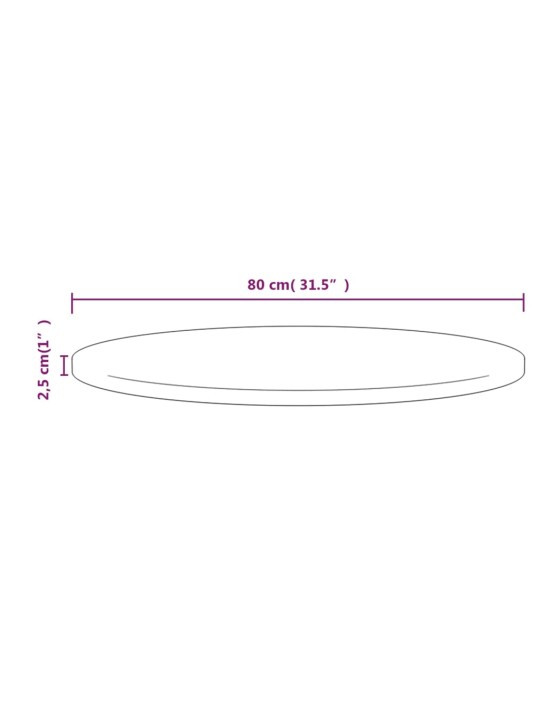 Pöytälevy Ø80x2,5 cm täysi mänty