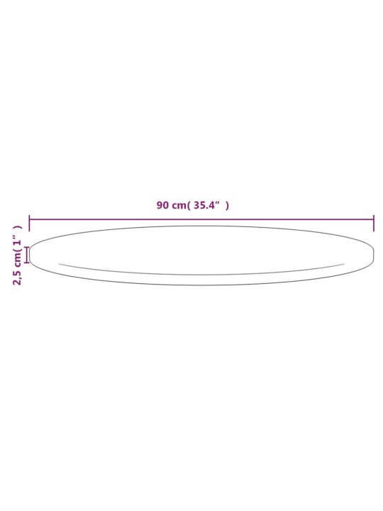 Pöytälevy Ø90x2,5 cm täysi mänty