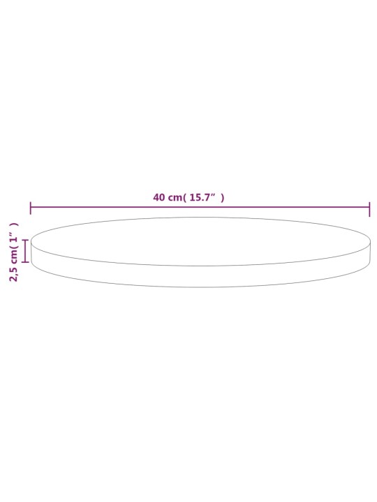 Pöytälevy valkoinen Ø40x2,5 cm täysi mänty