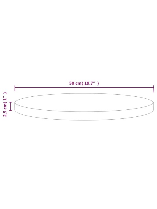 Pöytälevy musta ø50x2,5 cm täysi mänty