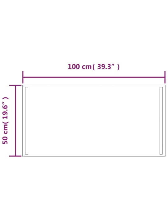 Kylpyhuoneen LED-peili 100x50 cm