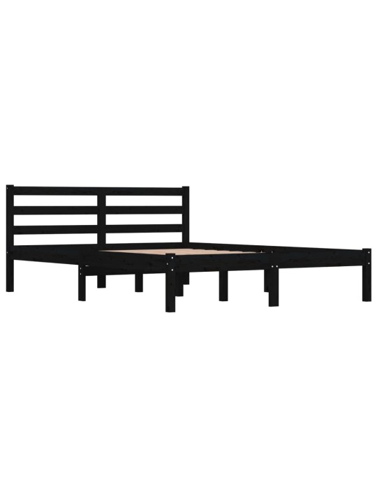 Sängynrunko täysi mänty 135x190 cm musta 4FT6 Double