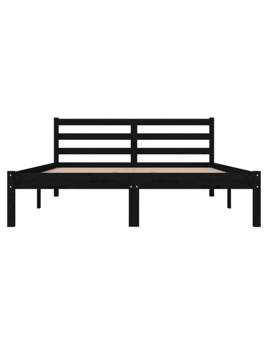 Sängynrunko täysi mänty 135x190 cm musta 4FT6 Double