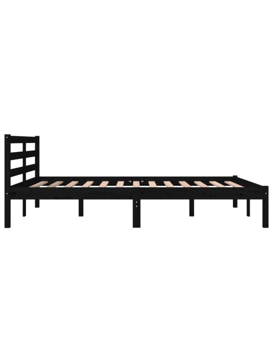 Sängynrunko täysi mänty 135x190 cm musta 4FT6 Double