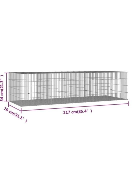 4-paneelinen kanihäkki 217x79x54 cm galvanoitu rauta