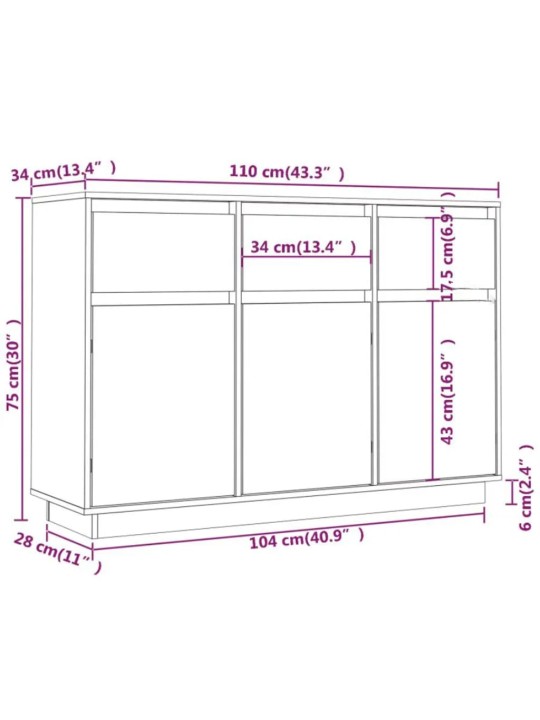 Senkki 110x34x75 cm täysi mänty