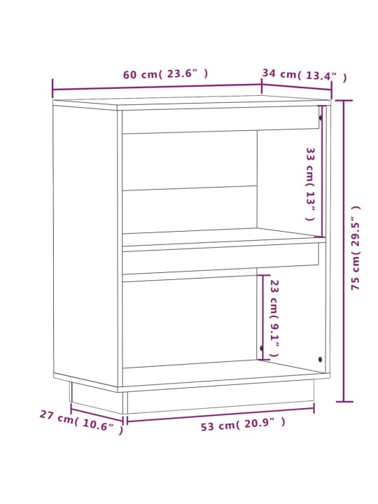 Konsolikaappi 60x34x75 cm täysi mänty