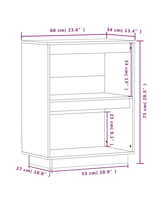 Konsolikaappi musta 60x34x75 cm täysi mänty