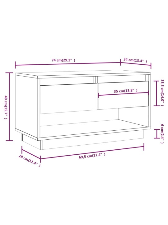 TV-taso 74x34x40 cm täysi mänty