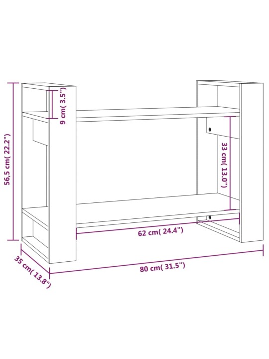 Kirjahylly/tilanjakaja 80x35x56,5 cm täysi mänty