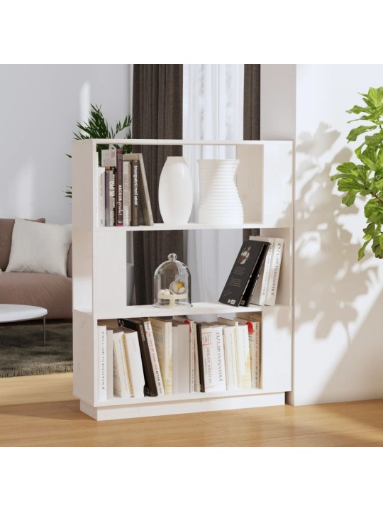 Kirjahylly/tilanjakaja valkoinen 80x25x101 cm täysi mänty