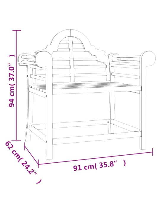 Puutarhatuolit 2 kpl 91x62x94 cm täysi tiikki