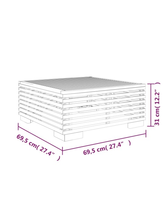 Puutarhan sohvapöytä 69,5x69,5x31 cm täysi tiikki