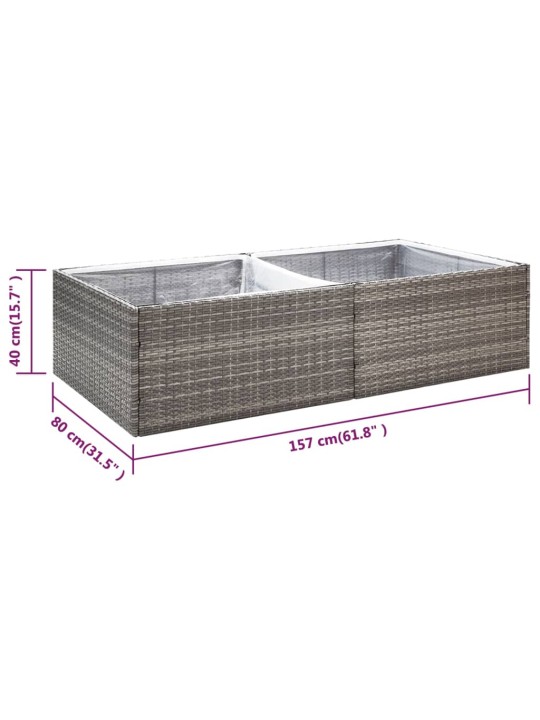 Kukkalaatikko harmaa 157x80x40 cm polyrottinki
