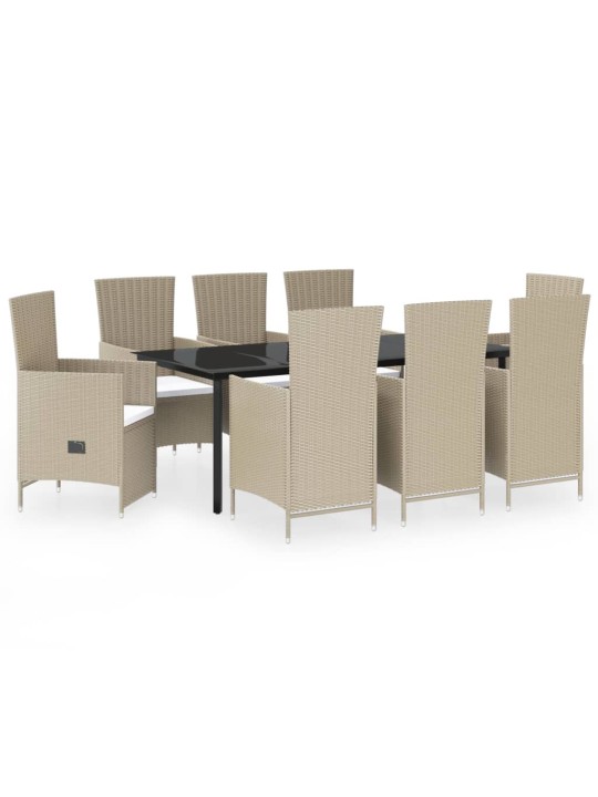 9-osainen Ulkoruokailuryhmä tyynyillä beige
