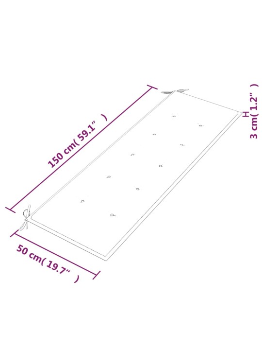 Batavia-penkki antrasiitti tyyny 150 cm täysi tiikki