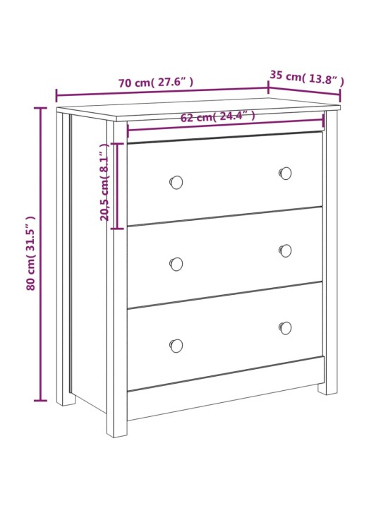 Senkki 70x35x80 cm täysi mänty