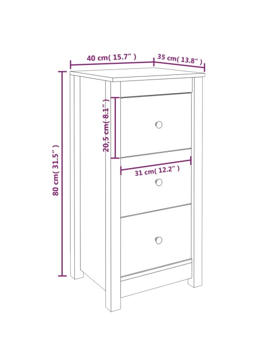 Senkit 2 kpl valkoinen 40x35x80 cm täysi mänty