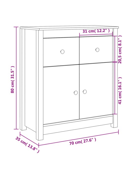 Senkki 70x35x80 cm täysi mänty