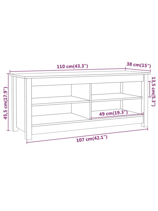 Kenkäkaappi hunajanruskea 110x38x45,5 cm täysi mänty