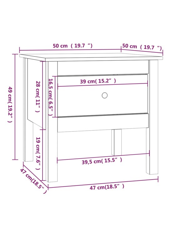 Sivupöydät 2 kpl hunajanruskea 50x50x49 cm täysi mänty