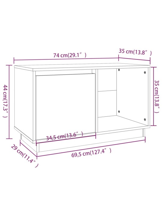 TV-taso musta 74x35x44 cm täysi mänty