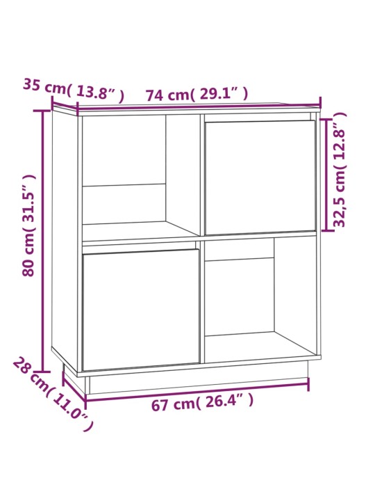 Senkki harmaa 74x35x80 cm täysi mänty